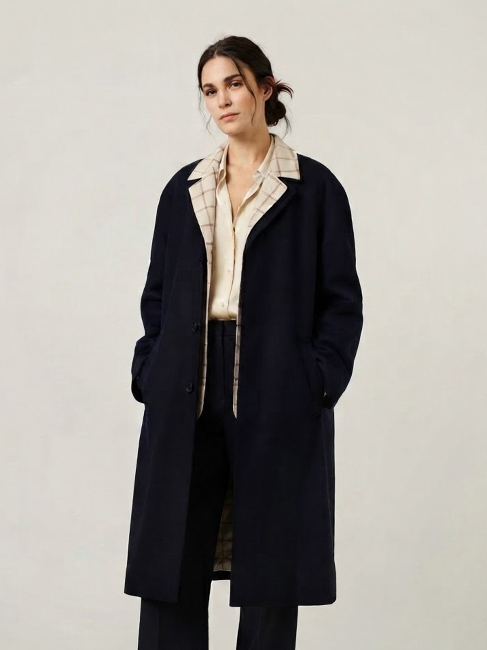 Loro Piana Sz XXL Man Navy Cashmere Oversized Minimalist Quiet Luxury Coat